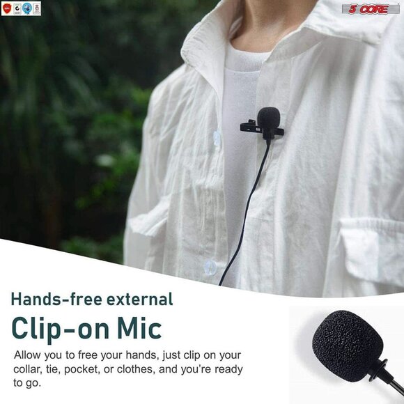 5 CORE Professional Omnidirectional Lavalier Microphone 3.5mm Clip-On Lapel Mic - Picture 5 of 8